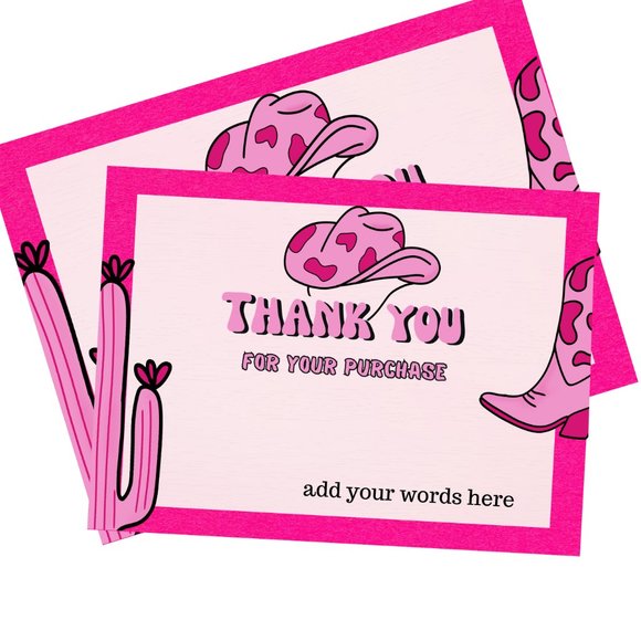 Thank You Card with Pink Funny Cowgirl 100 count - Picture 2 of 9